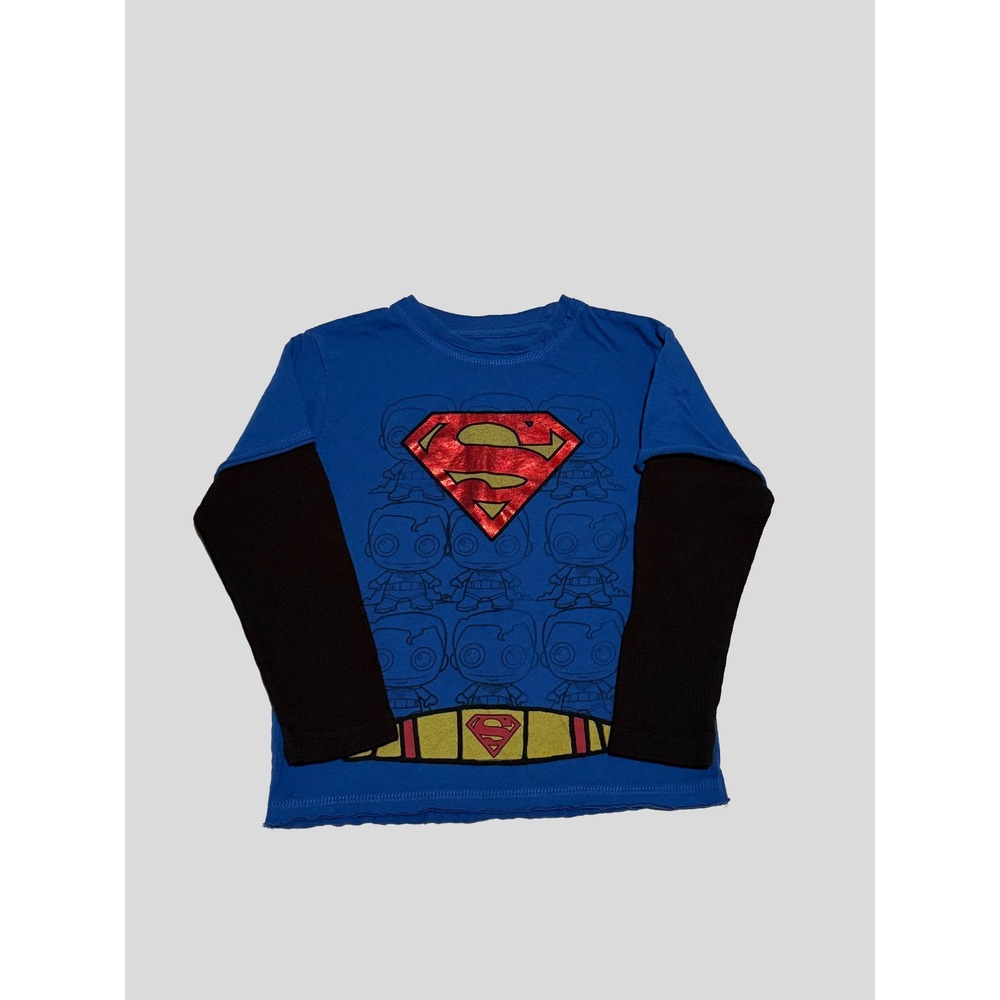 D-Xtreme Superman Boys Blue Long Sleeve Layered Graphic Tee Shirt 4T